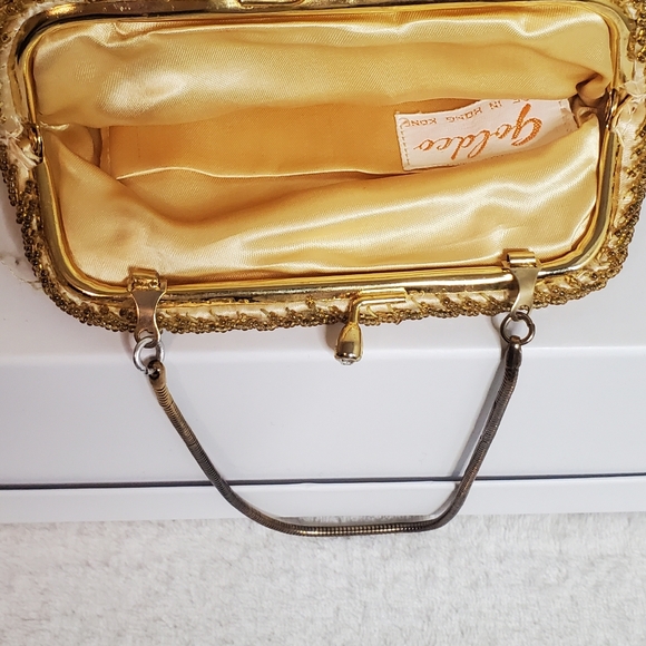 Vintage Gold Beaded Sequined Evening Purse Rare Unique - Picture 7 of 8